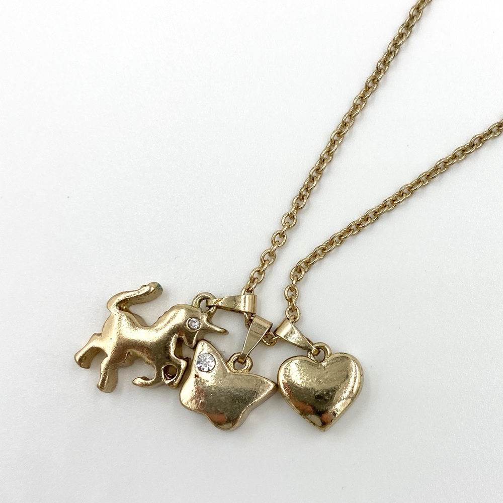 Unicorn, butterfly, heart charm necklace
